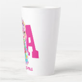 私はユニコーンかわいいチビ(小さくかわいく書いた感じ)女の子ギフト名 カフェラテマグ (正面)