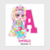 私はユニコーンかわいいチビ（小さくかわいく書いた感じ）女の子ギフト名 シール (シート)