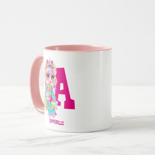 私はユニコーンかわいいチビ（小さくかわいく書いた感じ）女の子ギフト名 マグカップ (正面左)