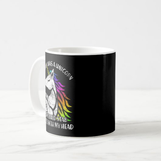 私はユニコーンだったらそれでバカを刺せればいいのに コーヒーマグカップ (正面左)