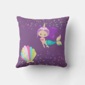 私はユニコーンピンクの金ゴールド人魚の女の子になりたい クッション (裏面)