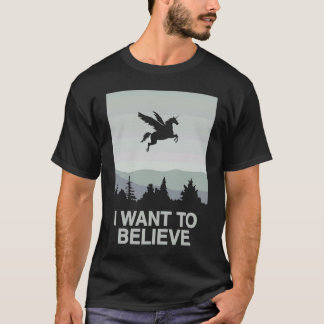 私はユニコーン信じペガサスユニコーンのポスター Tシャツ