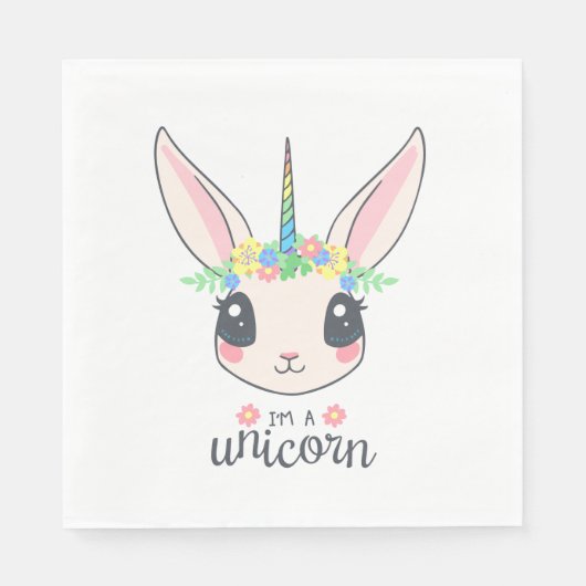 私はユニコーン・バニー（女の子にはかわいいアート）だ スタンダードランチョンナプキン (正面)