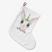 私はユニコーン・バニー（女の子にはかわいいアート）だ ラージクリスマスストッキング (正面 (吊り時))