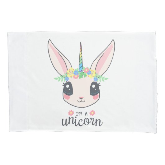 私はユニコーン・バニー（女の子にはかわいいアート）だ 枕カバー (正面左)