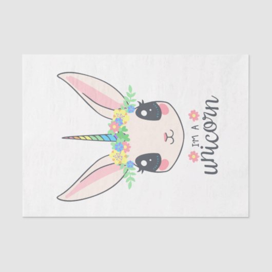 私はユニコーン・バニー（女の子にはかわいいアート）だ 薄葉紙 (正面)