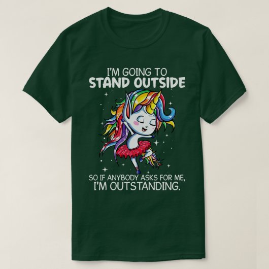 私はユニコーンUnicの傑出したスタンドおもしろいに立つ Tシャツ (デザイン正面)