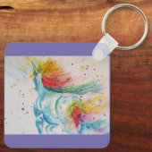 私はユニコ信じーズレインボーカワイガール10代の若者 キーホルダー (裏面)