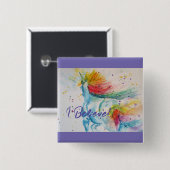 私はユニコ信じーズレインボーカワイガール10代の若者 缶バッジ (正面&裏面)