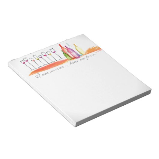 私はユーモアのあるメモ帳を注ぐ私を聞く女性 ノートパッド (アングル)