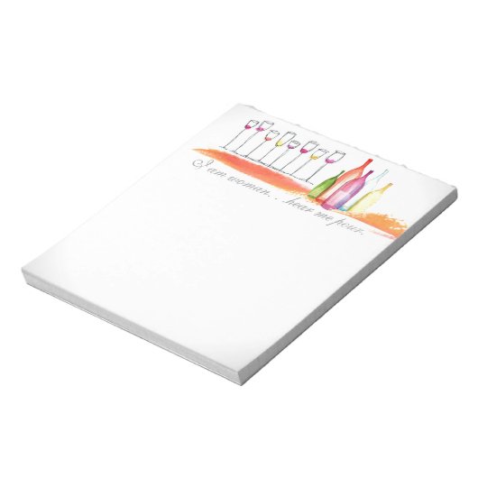 私はユーモアのあるメモ帳を注ぐ私を聞く女性 ノートパッド (回転)