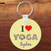 私はヨガが大好き | IハートカラフルYoga Add Name キーホルダー (裏面)