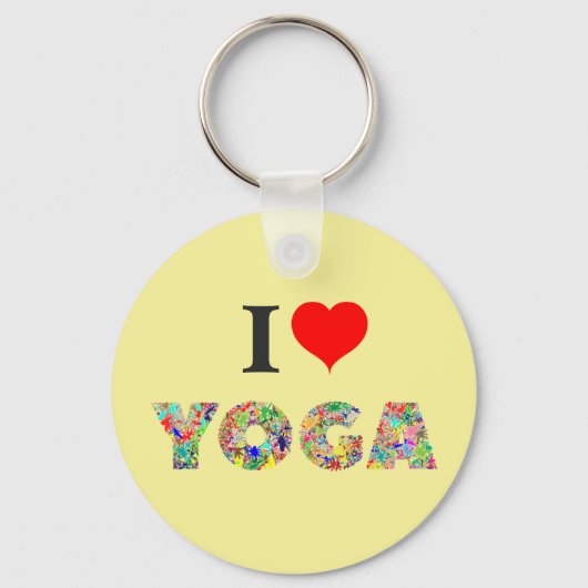 私はヨガが大好き | Iハートヨガカラフル平和 キーホルダー (裏面)