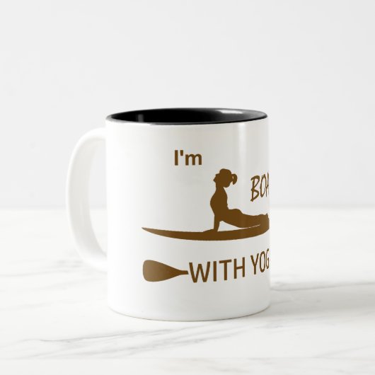 私はヨガと一緒に乗っている ツートーンマグカップ (正面左)