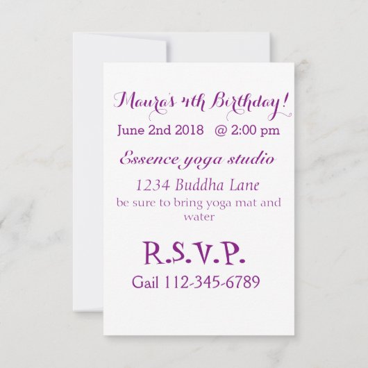 私はヨガの赤ちゃんの昼寝をスキップする 招待状 (裏面)