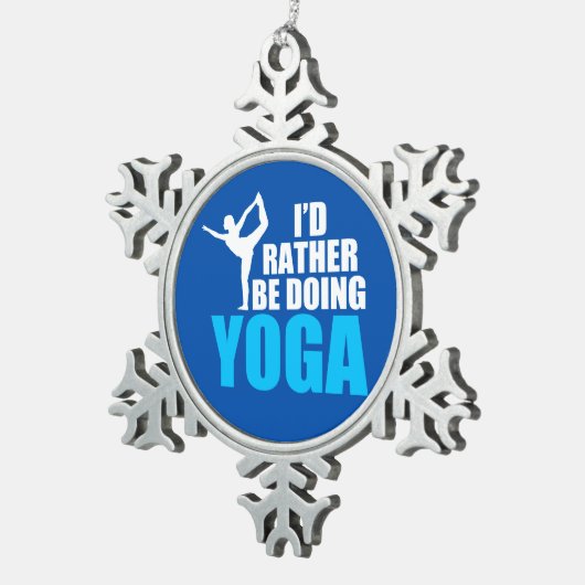 私はヨガをしたい スノーフレークピューターオーナメント (右)