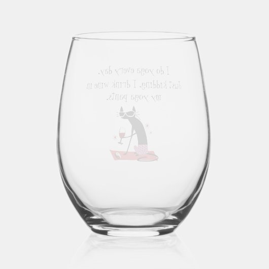 私はヨガを毎日ワインおもしろい引用文 ステムなしワイングラス (裏面)