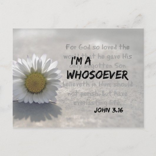 私はヨハネ3.16聖書の聖句を持つ者である ポストカード (正面)
