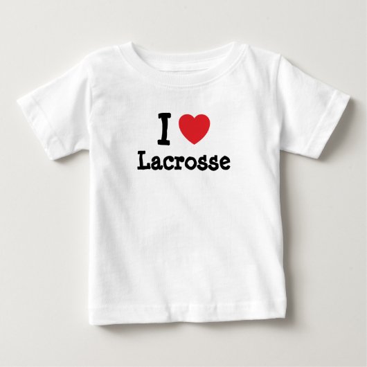 私はラクロスハートパーソナライズされた ベビーTシャツ (正面)
