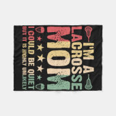 私はラクロスママおもしろいラクロスママ フリースブランケット (正面(横))