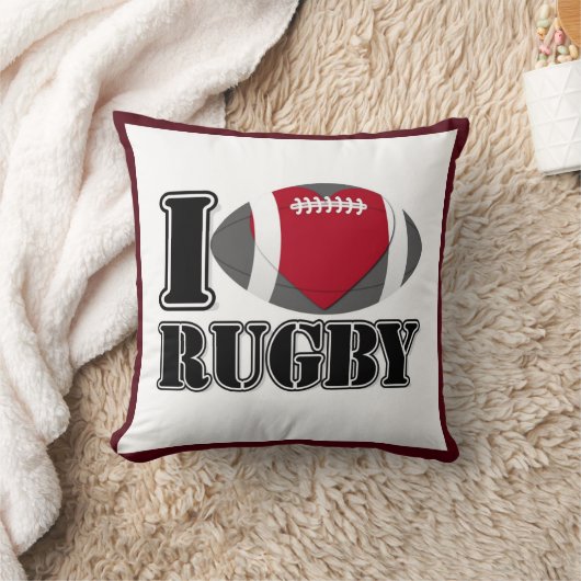 私はラグビーの枕を愛します クッション (ブランケット)