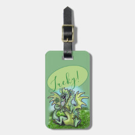 私はラッキーだ！リトル・ドラゴン・シャムロック ラゲッジタグ