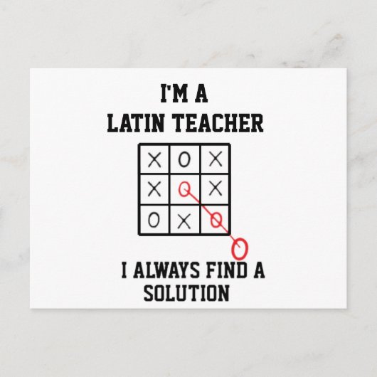 私はラテン語の教師です。いつだって解決策を見つけるものなの。 ポストカード (正面)