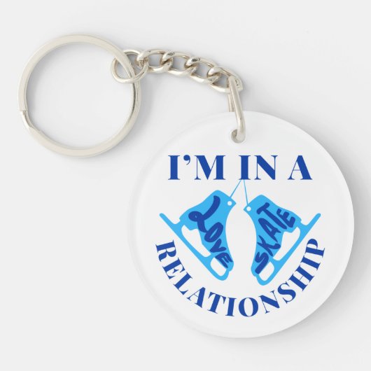 私はラブスケート人間関係姿スケートで滑る キーホルダー (正面)