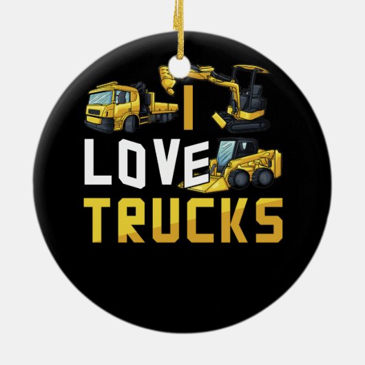 私はラブトラックショベルブルドーザー建築ヴェー セラミックオーナメント (裏面)