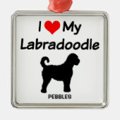 私はラブラドール犬のシルエットが大好き メタルオーナメント (正面)