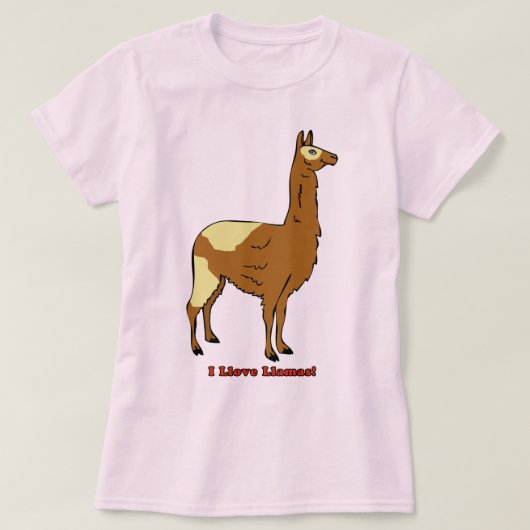 私はラマが大好き! Tシャツ (デザイン正面)