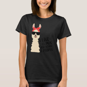 私はラマが好きで、3人が可愛いラマが好きかもしれない Tシャツ