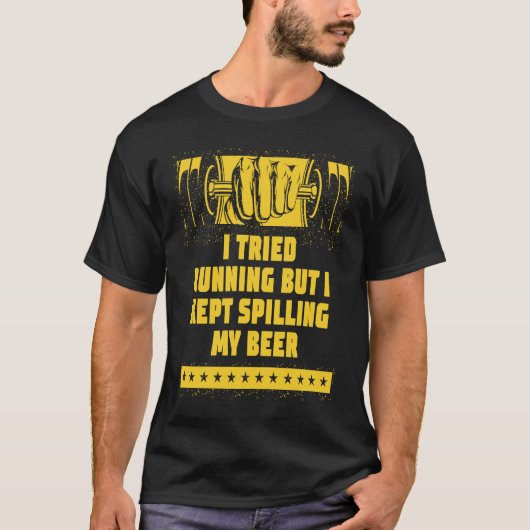 私はランニングビールのワークロ保をこぼした Tシャツ (正面)