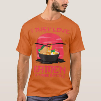 私はラーメンが大好きで、多分3人の人かわいいアニメ Tシャツ