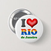 私はリオデジャネイロ、ブラジルをすばらしい都市愛します 缶バッジ (正面&裏面)