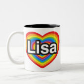 私はリサを愛します。 私はリサ愛します。 ハート ツートーンマグカップ (左)