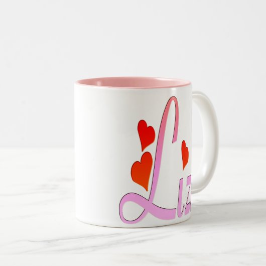 私はリザのマグを愛します ツートーンマグカップ (正面右)