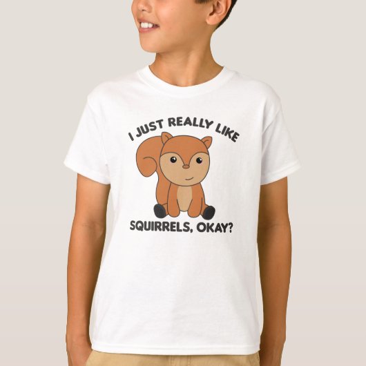 私はリスが大好おもしろいき Tシャツ (正面)