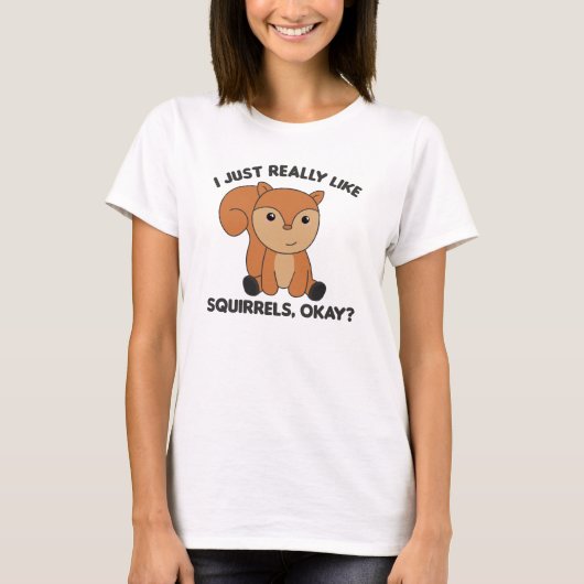 私はリスが大好おもしろいき Tシャツ (正面)