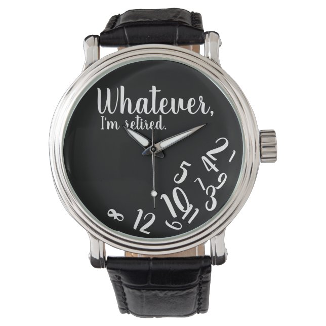 私はリタイア退職したンおもしろいグシンプルブラック 腕時計 (正面)