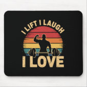 私はリフト私は笑い私は愛レトロ筋肉ジム衣服重さ マウスパッド (正面)