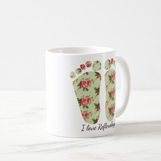 私はリフレクソロジーの花の足のマグのreflexologistを愛します コーヒーマグカップ (正面右)