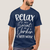 私はリラックス社会人の母おもしろい退職パパ Tシャツ (正面)