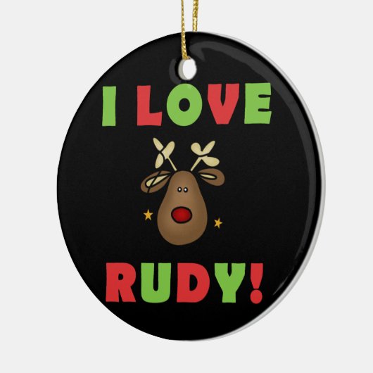 私はルディのクリスマスの記念品のオーナメントを愛します セラミックオーナメント (左)