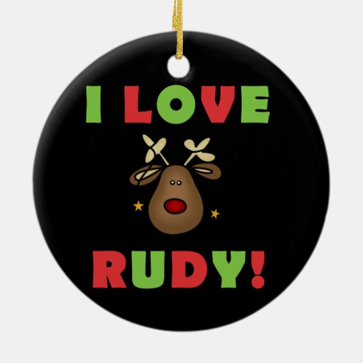 私はルディのクリスマスの記念品のオーナメントを愛します セラミックオーナメント (裏面)