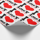 私はルーシーを愛します。 彼女は私の生命です ラッピングペーパー (角)