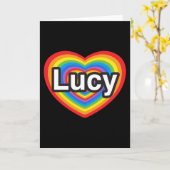 私はルーシーを愛します。 私はルーシー愛します。 ハート カード (黄色い花)