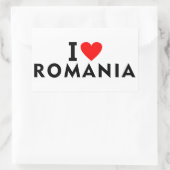 私はルーマニアの国のようにハート旅行観光が大好き 長方形シール (バッグ)
