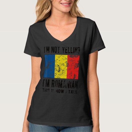 私はルーマニア国旗ルーマニア国旗Roo Tシャツ (正面)