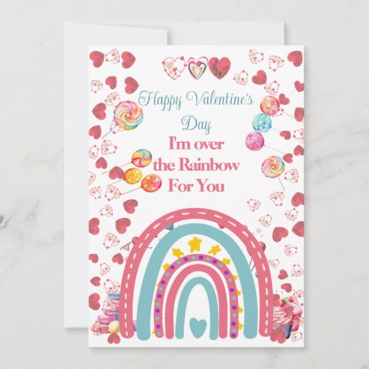 私はレインボーバレンタインの子供たちの教室かわいい シーズンカード (正面)